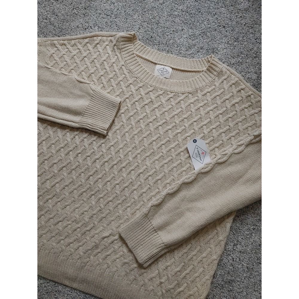 St. John's Bay Cable Knit Pullover Sweater Women's Size XL NWT Oatmeal Colored